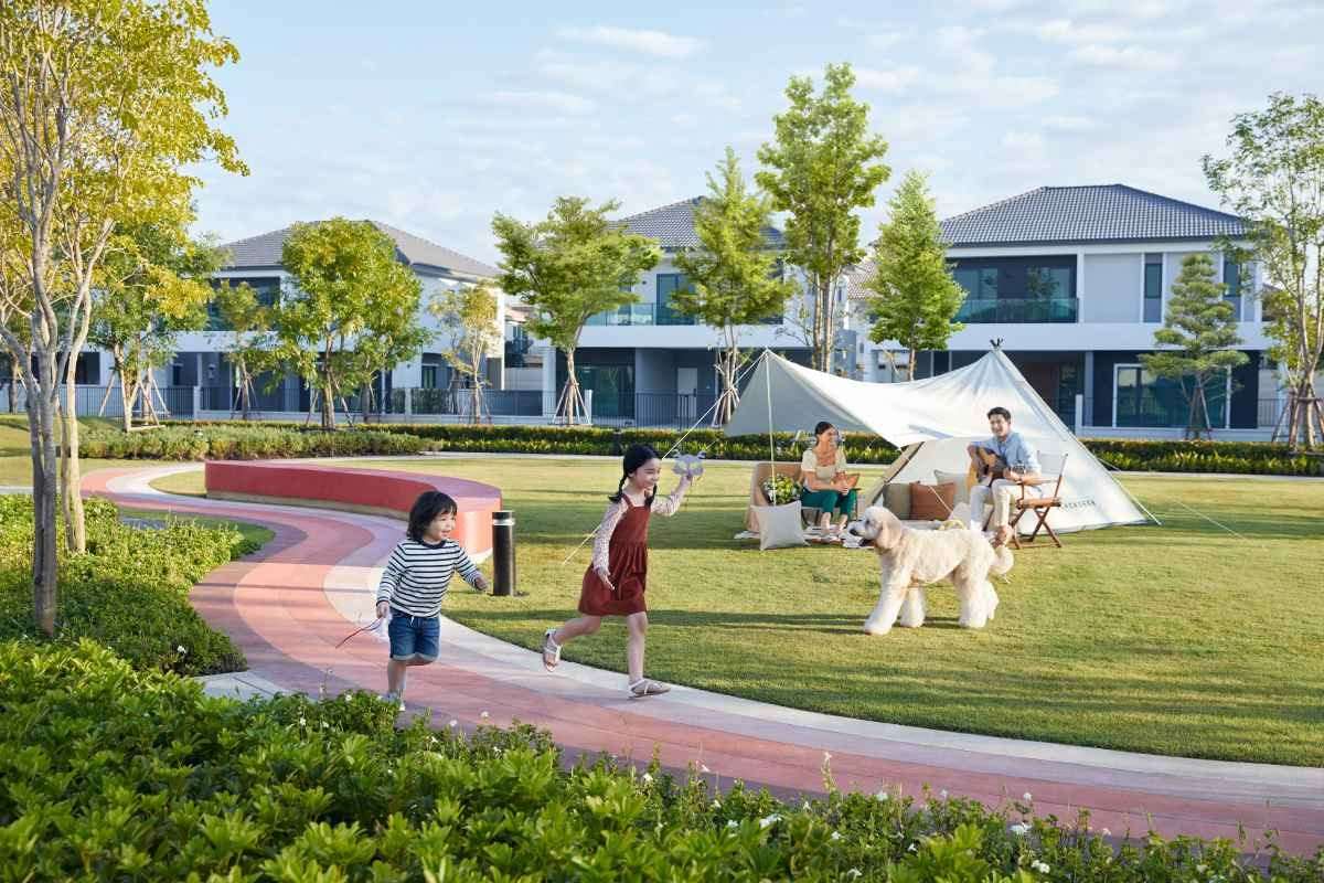 สวนส่วนกลางของโครงการบ้านเดี่ยว CENTRO วิภาวดี-รังสิต